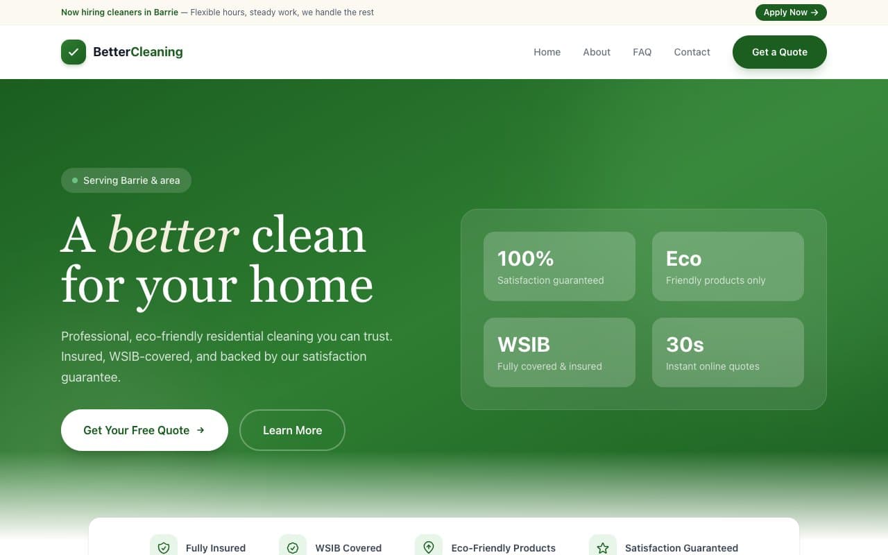 Better Cleaning Company screenshot
